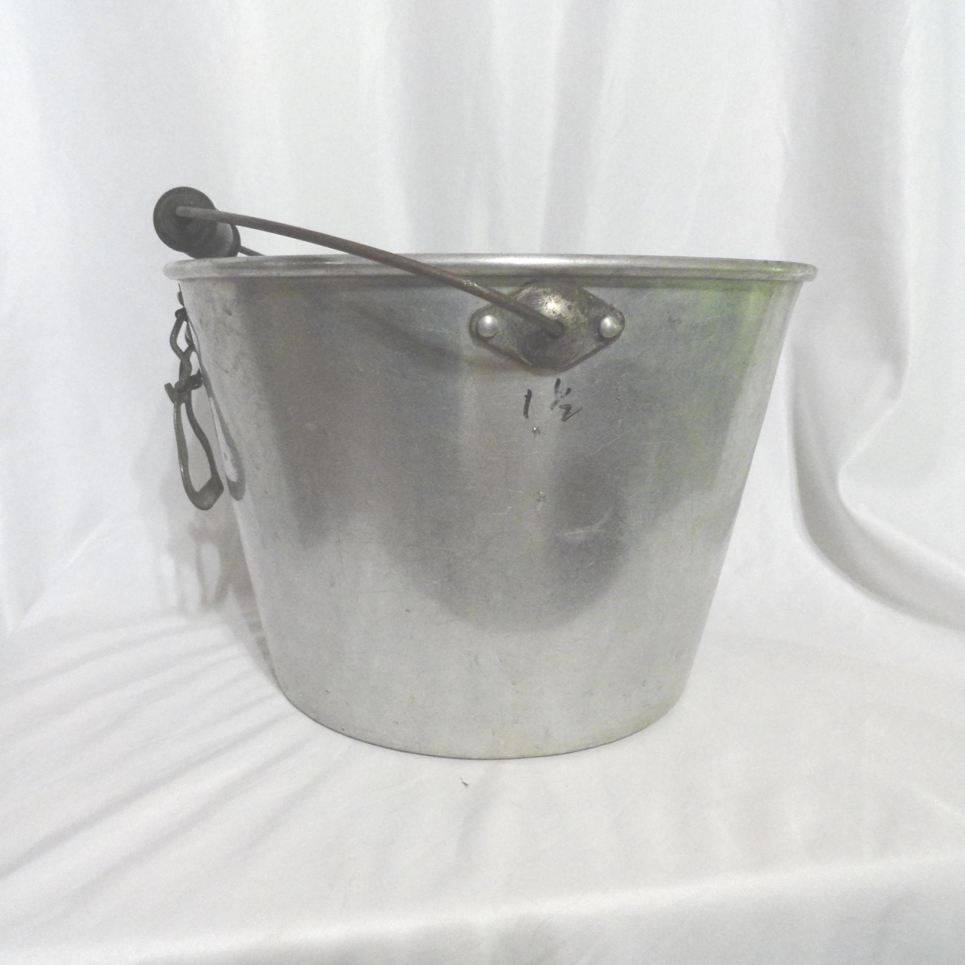 Vintage Wear-ever No. 5 Aluminum Bucket With Wooden Handle, Spout