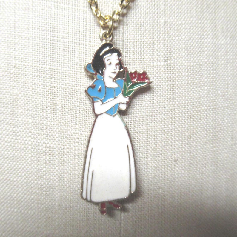 Vintage Little Girl’s Disney Necklace Choice’: Snow White, Minnie Mouse, Bambi, Gold Tone, 1970s image 8
