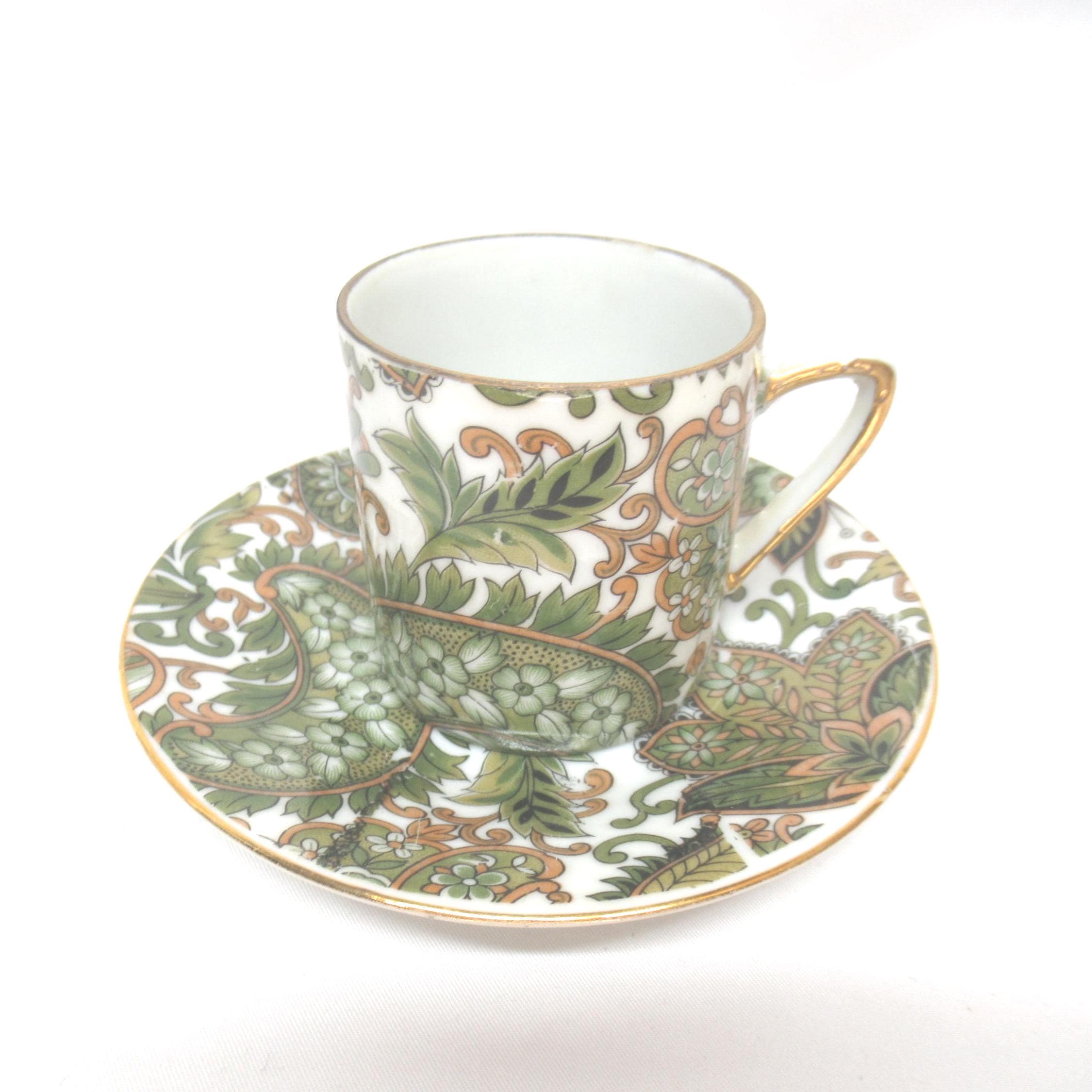 Chastain 3枚セット 80sヘビメタ チャステイン Vintage Royal Crown Chintz Demitasse Set, Green Paisley - Etsy