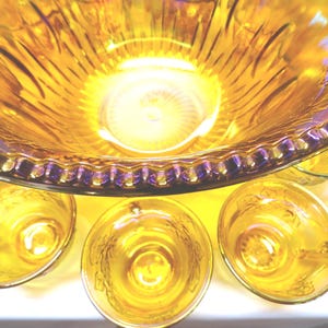 Vintage Indiana Glass Harvest Punch Bowl Set, Carnival Glass, No Ladle image 11