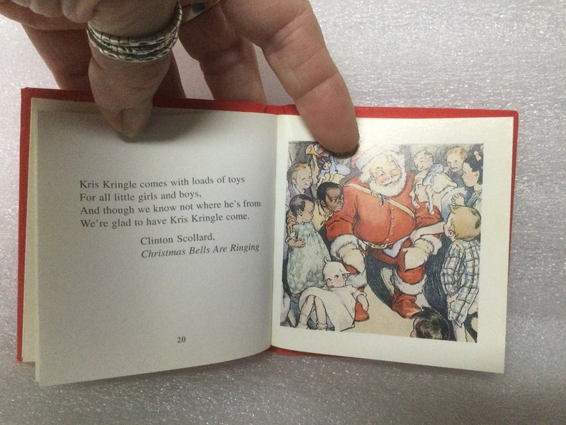Vintage Tiny Christmas Book The Littlest Book of Christmas Images of Santa Claus 1993 WJ Fantasy, Inc. NY Public Library Germany 1990s image 7