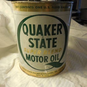 Vintage 1950s to 1960s Quaker State Super Blend Motor Oil Large Can One ...