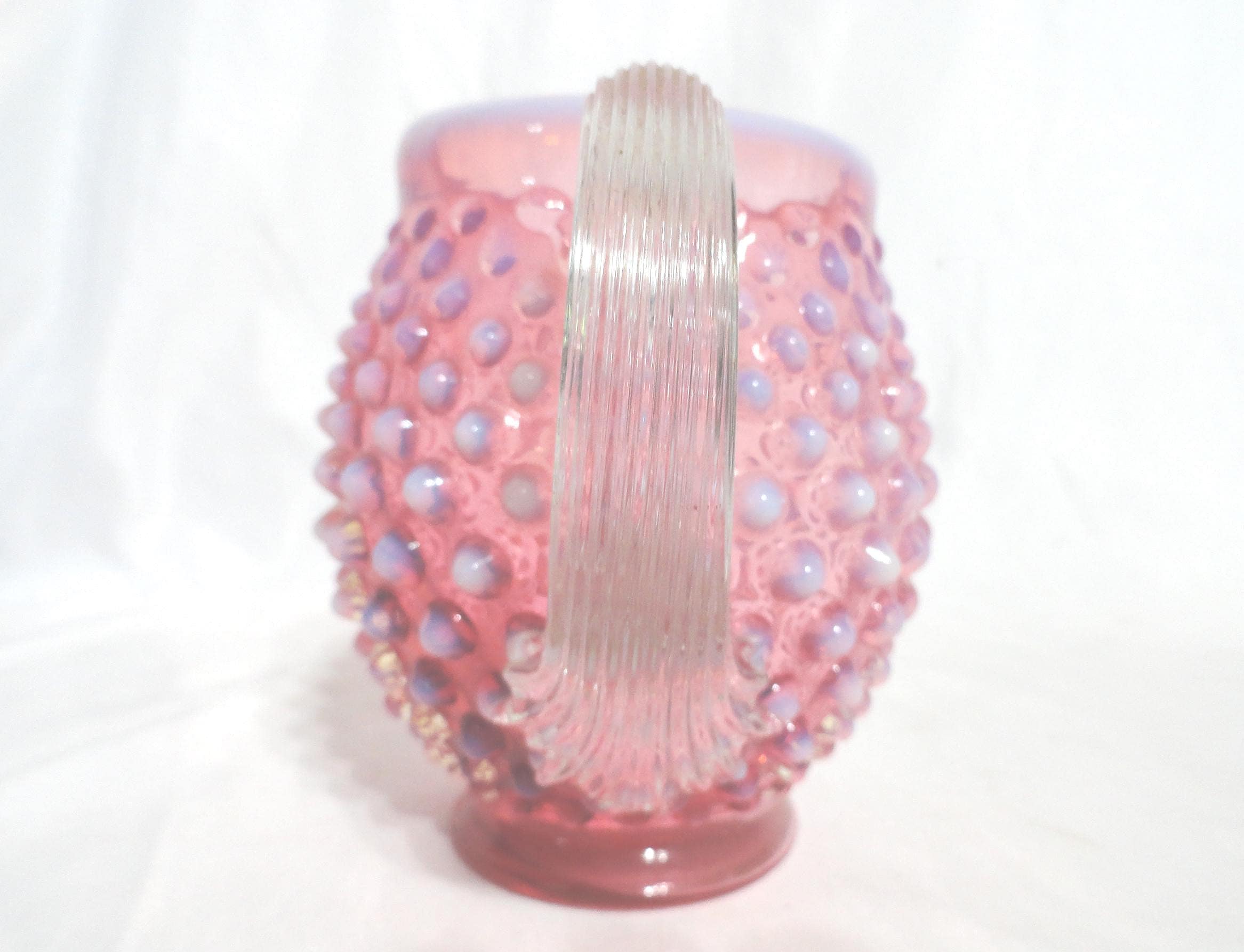 Vintage Fenton Hobnail Cranberry Glass Pitcher, Opalescent, Small