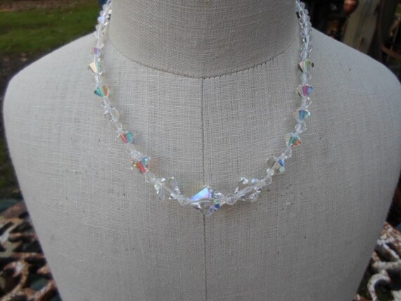 Vintage Women's Graduated Crystal Necklace Beaded… - image 1