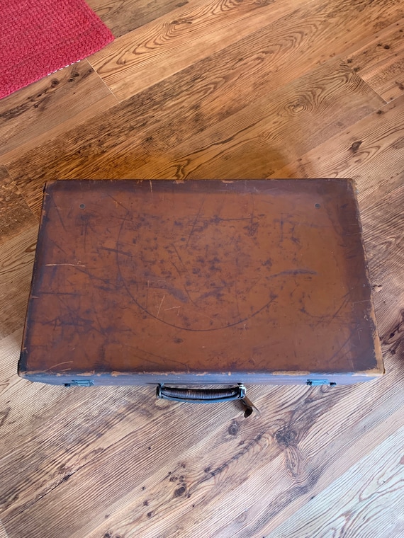 Stitched Leather Suitcase Vintage Luggage Made by ABC -  Canada