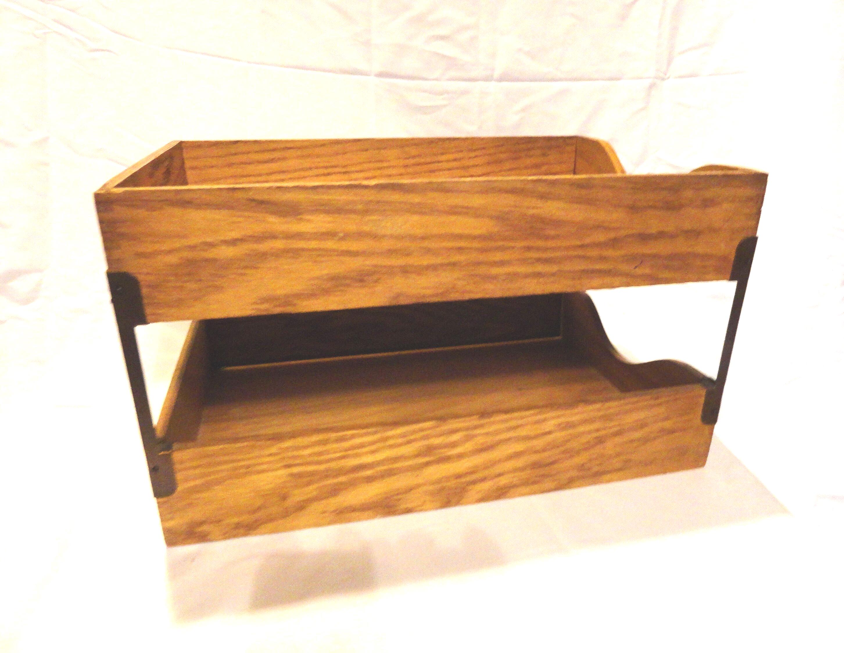 アメリカ ヴィンテージ デスクトレー DESK TRAY USA オーク Vintage Double Oak Wood Letter Tray, Legal Size Desk Accessory