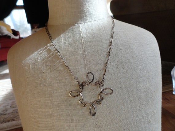 Vintage Women's Sterling Silver Necklace Squarish… - image 6