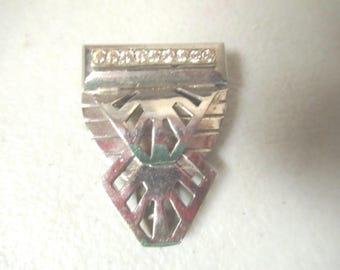 Vintage Rhinestone Dress Clip, Silver Tone, Art Deco, 1940s