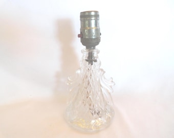 Vintage Glass Lamp, Small, Clear, Needs to be Wired, No Shade