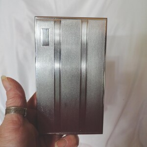 Vintage English Cigarette Case Zenette Long Slim Made in England Metal Silver Tone Breast Pocket Spring Closure Tobacciana 1930s to 1950s