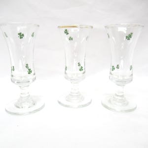 Vintage Irish Sherry Glasses, Green Shamrocks, Set of 3