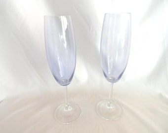 Vintage Light Purple & Clear Champagne Glasses, Set of 2, 1980s-90s