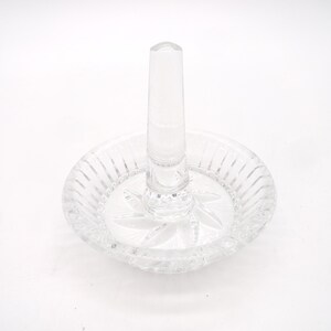 Vintage Crystal Ring Dish Holder, Clear Pinwheel, Etched Bottom image 8