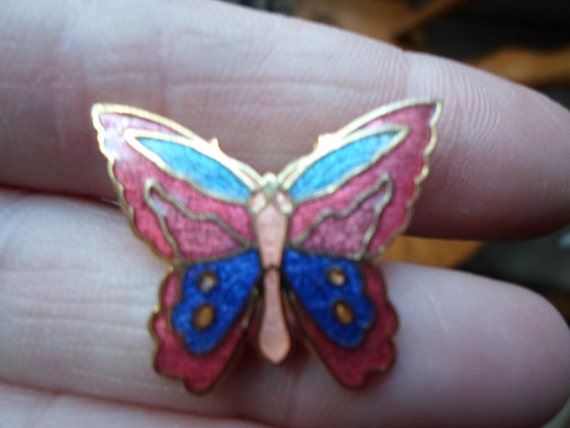 Vintage Women's Small Cloisonne Butterfly Pin Col… - image 3