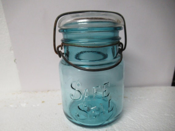 VTG Small Mouth Ball Mason Pint Size Blue Glass Canning Jars - 2