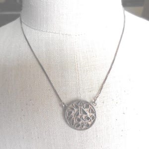 Vintage Sterling Silver Modern Necklace, Signed Dalia's, Odd, 1980s-90s