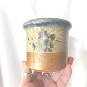 Vintage Monroe Salt Works Small Planter, Indoor, Toothbrush Holder, Floral Pottery