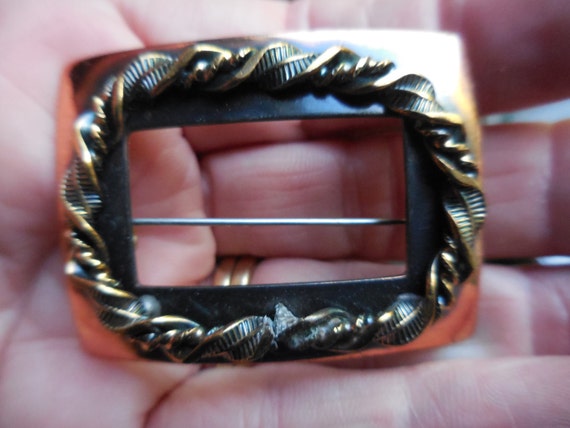 Vintage Women's Genuine Copper Rectangle Pin Twis… - image 3