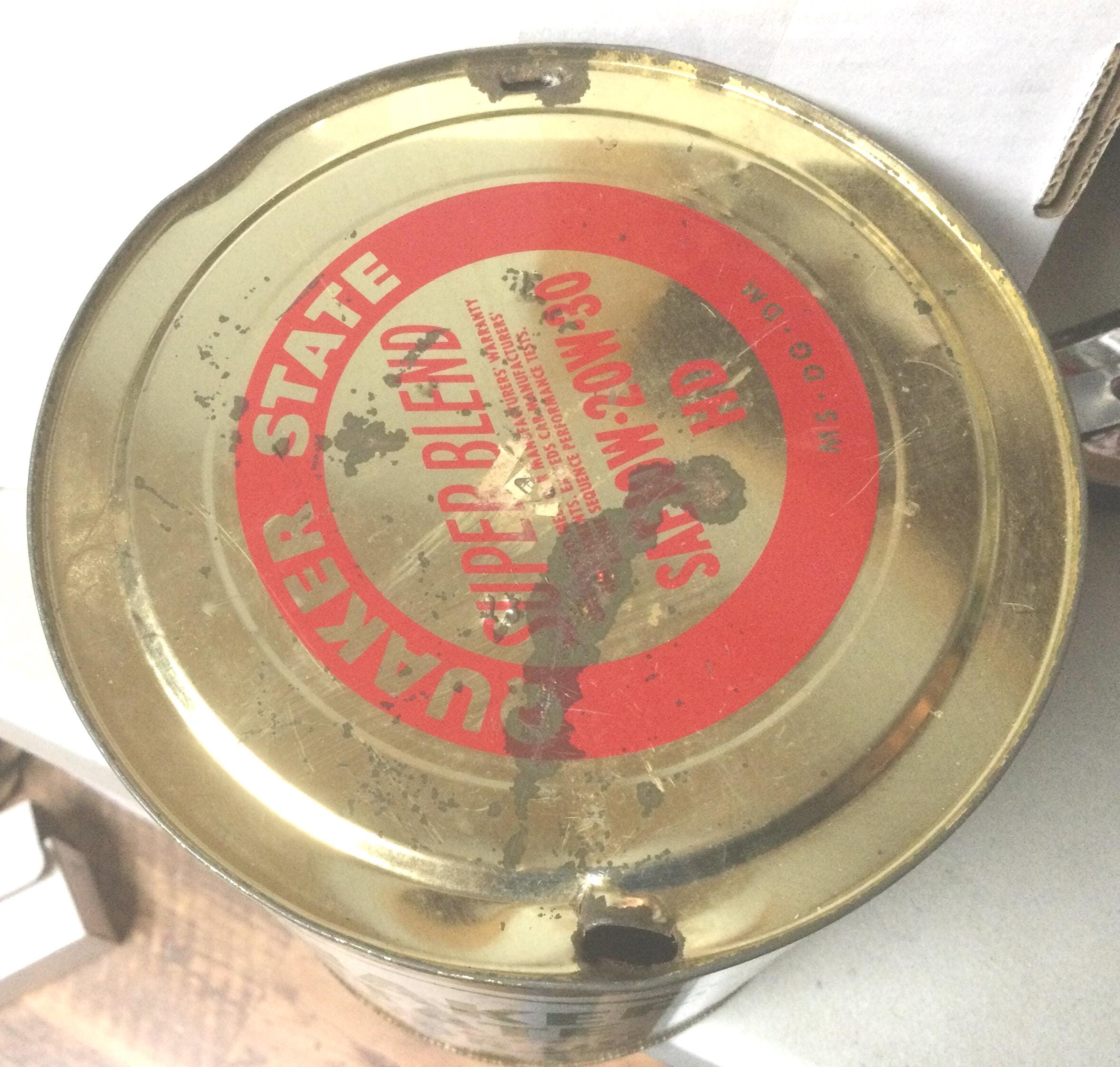 Vintage Quaker State Can, Motor Oil, Gallon, Bottom Cut Out, 1950s