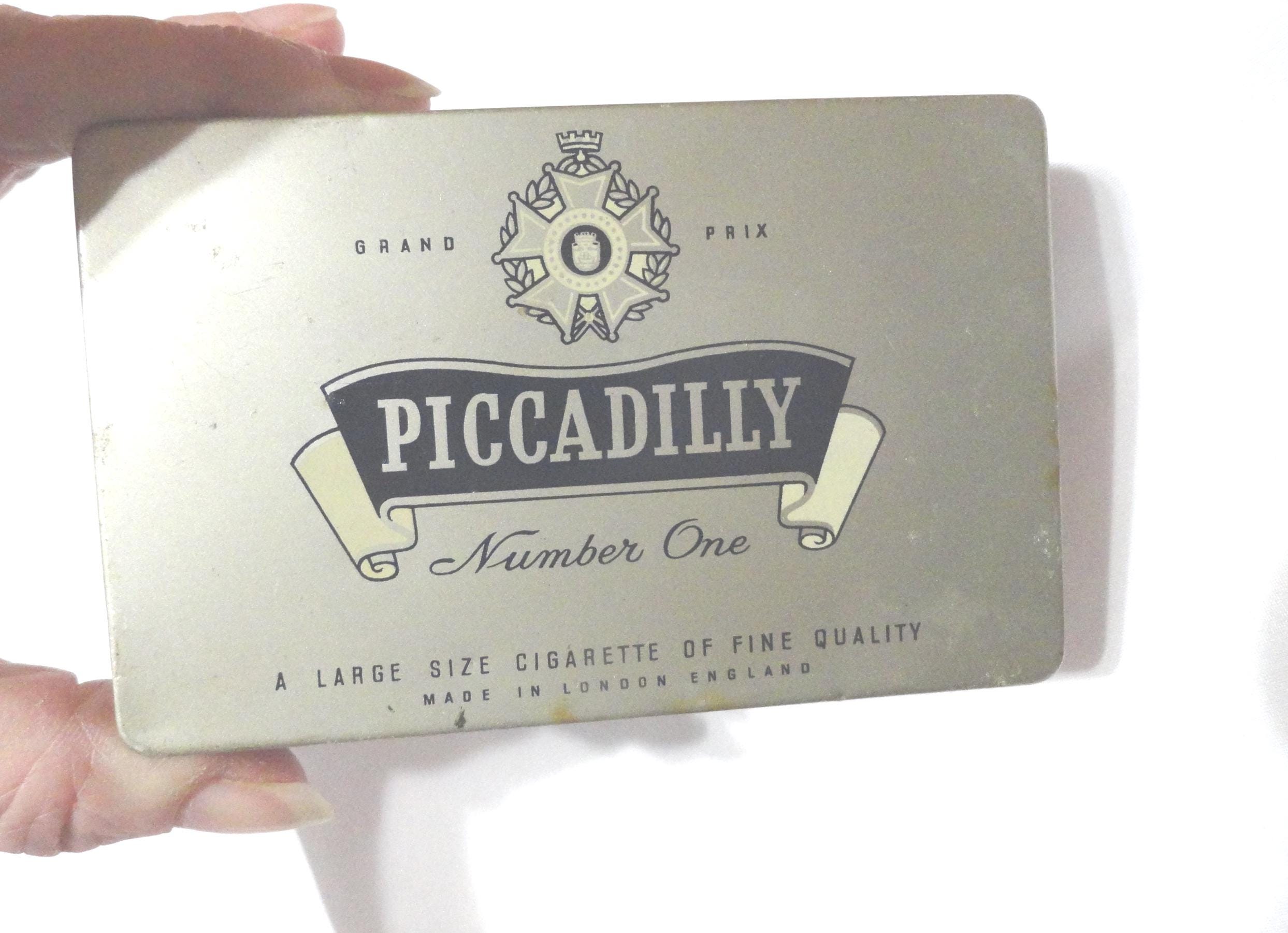piccadilly cigarettes for sale Vintage Piccadilly Cigarette Tin, Made in England, Tobacciana, Flat Hinged,  1960s, Number One