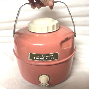Vintage Pink Thermal 1 Gallon Jug Cooler, Liquid Metal, Porcelain & Plastic, Surface Rust, Dents image 7