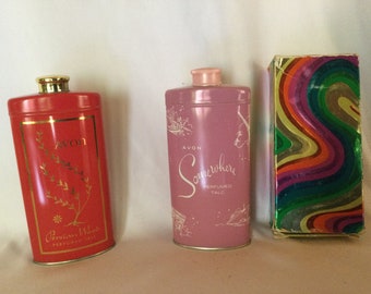 Vintage Women's Avon Perfume Body Talc Perfumed Powder Full Somewhere Retro Scents 1970s 1980s