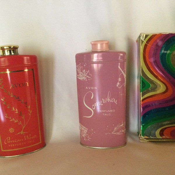 Vintage Women's Avon Perfume Body Talc Perfumed Powder Full Somewhere Retro Scents 1970s 1980s