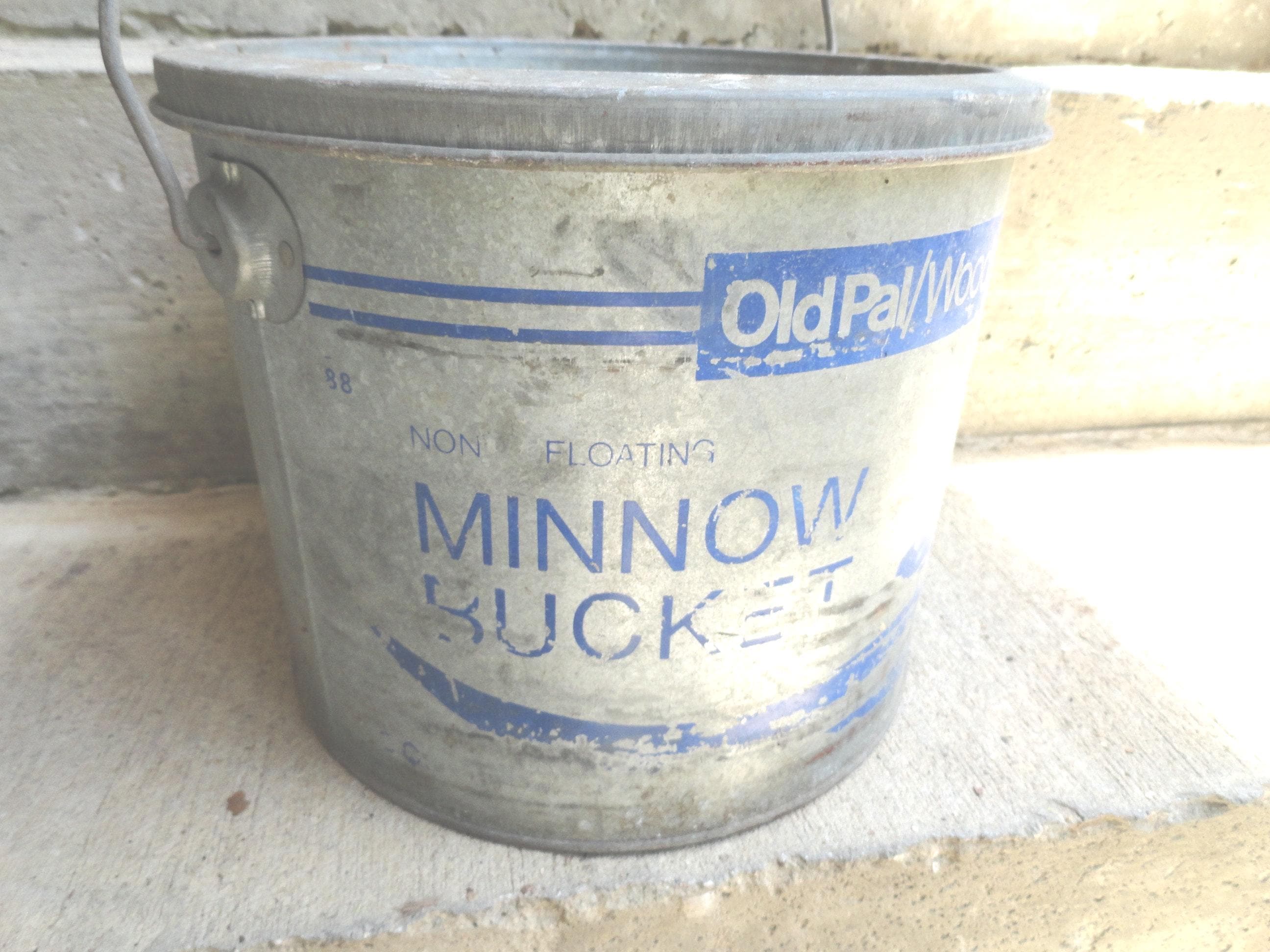 Seau à Appât Vintage En Métal Galvanisé - Avec Clip Ressort, Trappe Supérieure, USA