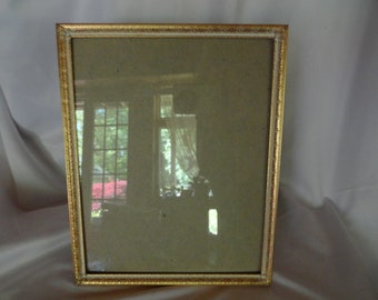 Vintage 1950s 1960s 8x10 Picture Frame Gold Tone Metal Photo Frame Hang Vertical or Horizontal Self Standing Easel Back Home Decor Retro