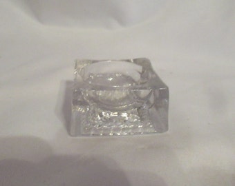 Vintage Clear Glass Square Salt Cellar Salt Dip Salt Cellar Repurpose Reuse Recycle Glass Project Dining Collectible Round Inside Retro