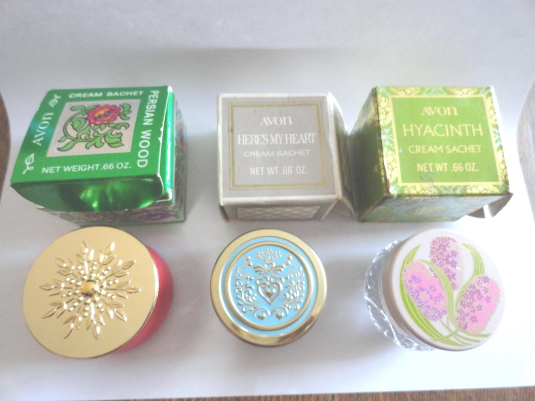 Vintage Avon Cream Sachet NOS Small Glass Jar Scented 1970s