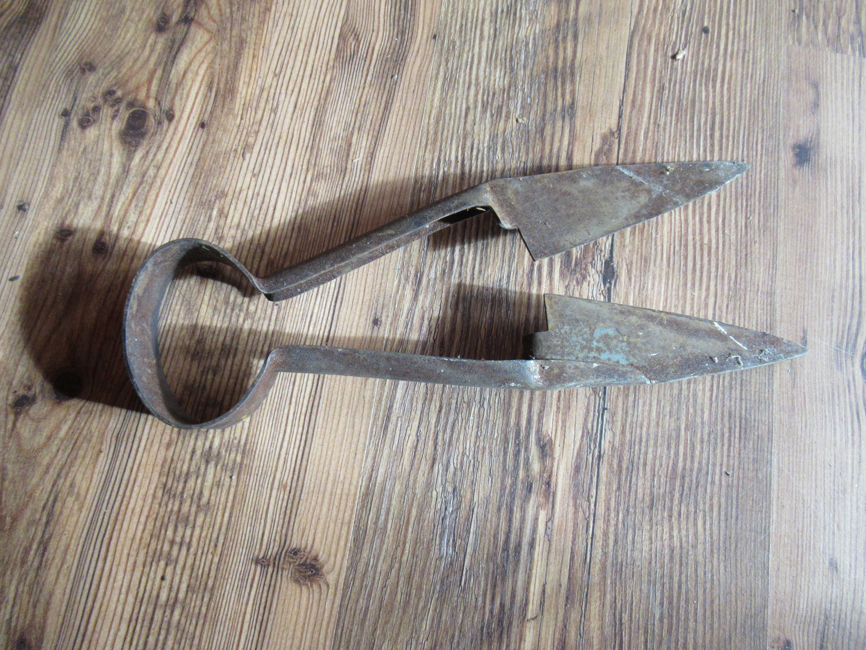 antique vintage farm primitive tool, old sheep shears for hand
