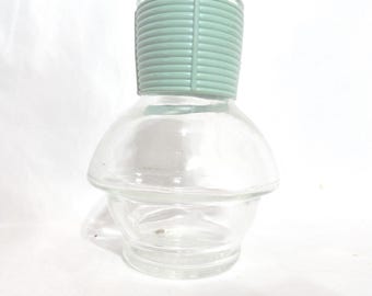Vintage Mckee Glasbake Hottle Bottle, Black Squiggles, Aqua Grip