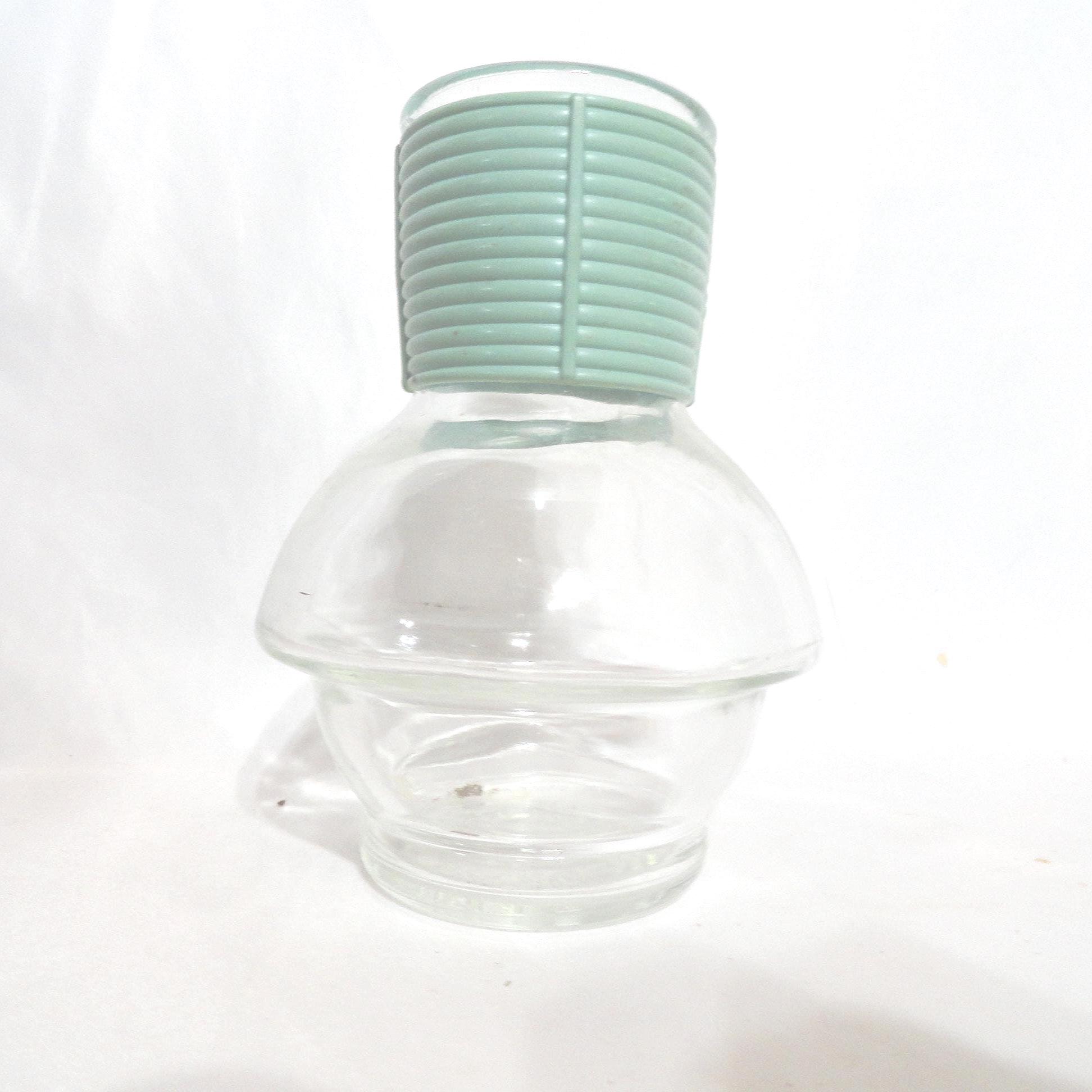 Vintage Mckee Glasbake Hottle Bottle, Black Squiggles, Aqua Grip