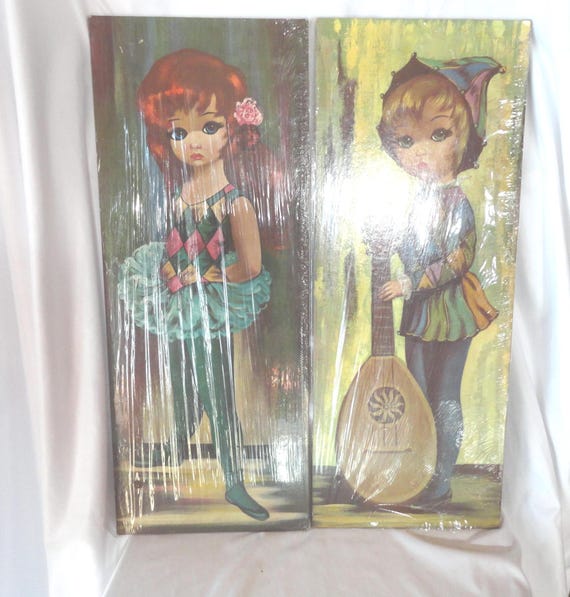 Vintage Moppet Wall Hanging by Eden, Big Eyes Harlequin Choice