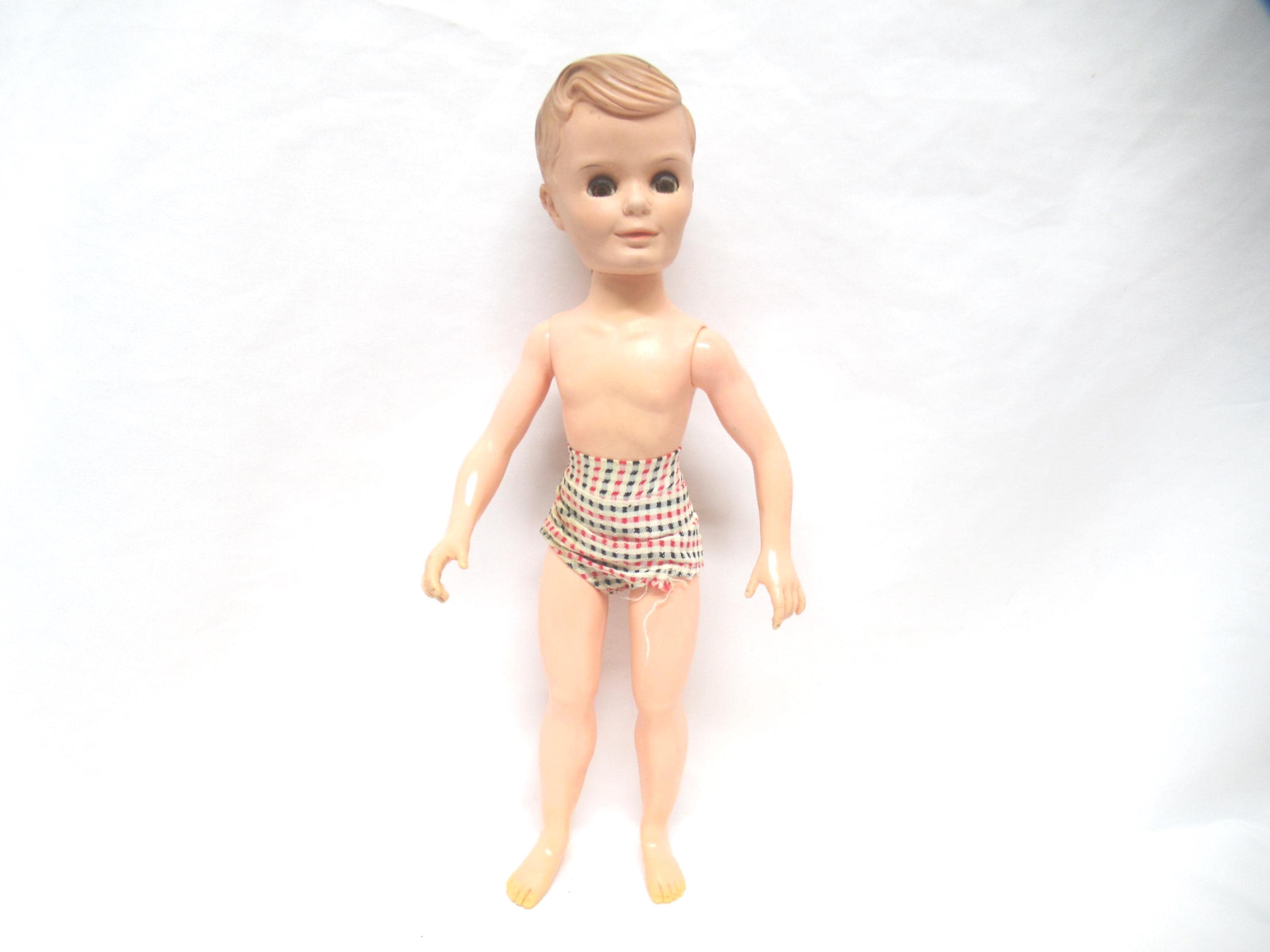 Vintage 1950s Teen Boy Doll, Uneeda Bob, Molded Hair, Brown Eyes