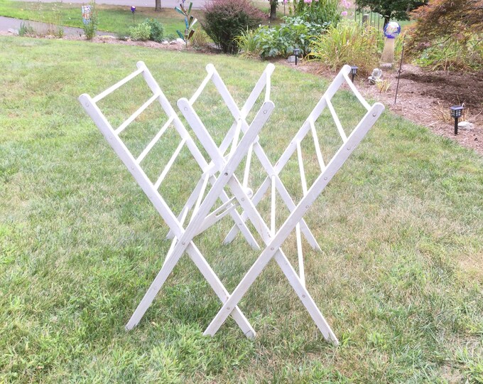 Vintage 1920s to 1940s White Painted Wooden Clothing Drying Rack Huge ...