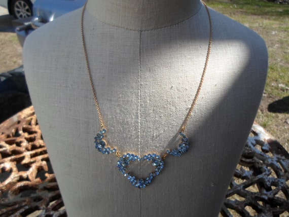 Vintage Women's Light Blue Rhinestones Necklace S… - image 1