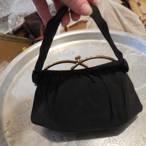 Garay Black Wool Handbag Rootbeer Lucite Handle - Ruby Lane