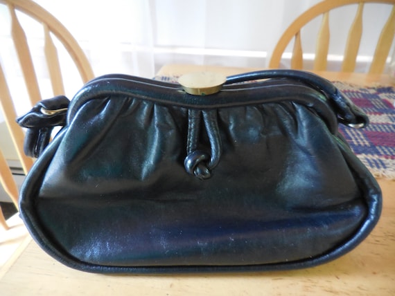 Vintage Women's Navy Blue Leather Purse by Ideal … - image 1