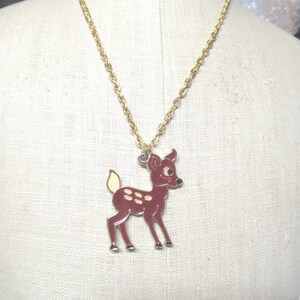 Vintage Little Girl’s Disney Necklace Choice’: Snow White, Minnie Mouse, Bambi, Gold Tone, 1970s image 3