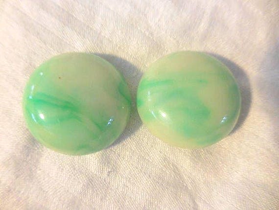Vintage W. Germany Green Marbled Earrings White S… - image 3