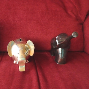 Vintage Napier Elephant Piggy Bank Silver Plate Denmark Elephant Coin Bank 1980s 1990s Metal Home Decor Nursery Room/Child&#39;s/Kids Room
