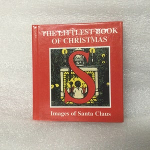 Vintage Tiny Christmas Book The Littlest Book of Christmas Images of Santa Claus 1993 WJ Fantasy, Inc. NY Public Library Germany 1990s image 1