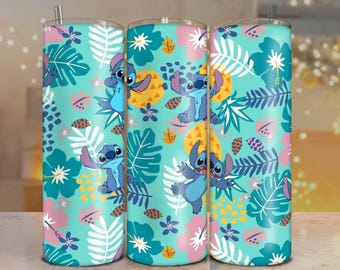 Diseño de envoltura para vaso con puntada de monstruo azul: vaso delgado de 20 oz (descarga digital)