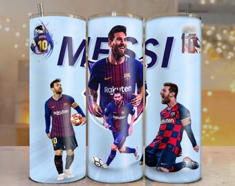 Messi Tumbler 20oz And 30oz Skinny Wrap Sublimation Design: Straight & Tapered PNG (Digital Download)