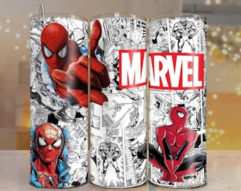 Spiderman 20oz & 30oz gerade und konische Skinny Tumbler Wrap PNG, inspirierte Marvel Wrap Sublimation Design digitaler Download