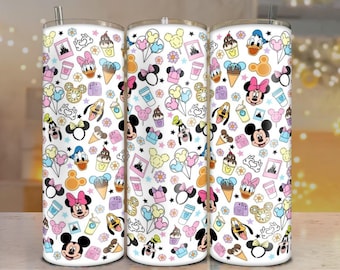 Disney Tumbler Wrap PNG – Mickey and Friends Pastel Pattern (20oz)