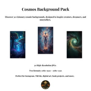 Paquete de fondos de Cosmos: 30 archivos JPG digitales (1080x1920 y 1080x1350) / Una odisea humana