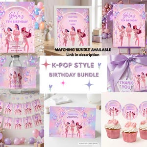 K-Pop Styled Birthday Invitation, kpop birthday Invite party, Editable Canva Template image 2